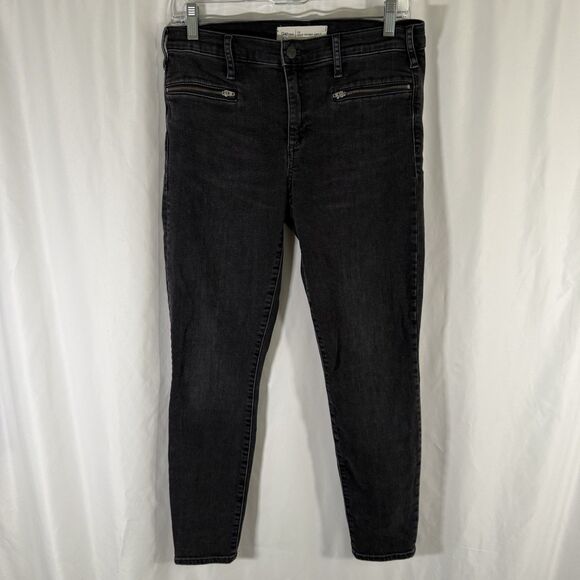Gap True Skinny Jeans Womens 29 Black Denim Ankle Zip Pockets Mid Rise Cotton Bl - Picture 1 of 8